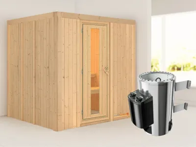 Sauna Systemsauna Daria Energiespartür + Plug & Play Saunaofen mit Steuerung Produktbild #1