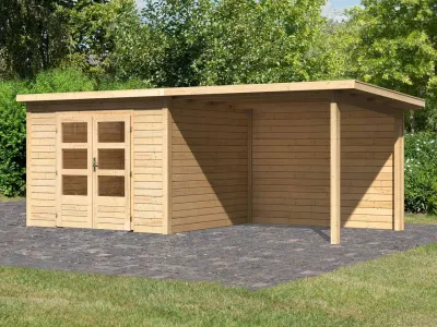Gartenhaus Wacken 6 28 mm naturbelassen, inkl. 3 m Anbau + Rückwand Produktbild #2