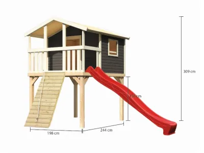 Stelzenhaus Benjamin SET 19 mm terragrau inkl. Rutsche rot und mehr Produktbild #3