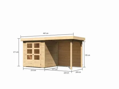 Gartenhaus SET Askola 2 19 mm naturbelassen, inkl. 2,4 m Anbaudach + Rückwand Produktbild #8