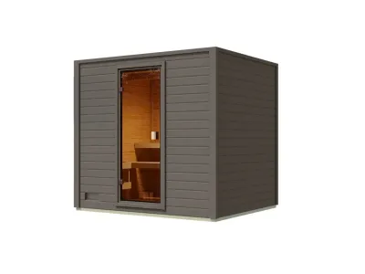 Gartensauna Lenchen 3 terragrau mit bronzierter Ganzglastür Produktbild #6