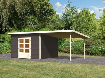 Gartenhaus SET Northeim 5 - Terragrau , inkl. 3,3 m Anbaudach Produktbild #7