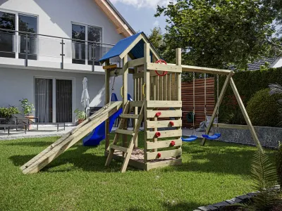 Spielturm Hefty KDI inkl. Doppelschaukel inkl. Rutsche blau + Sitze blau Produktbild #2