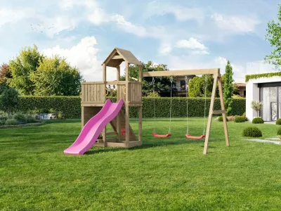 Spielturm Floppi KDI inkl. Doppelschaukel + Rutsche Produktbild #3