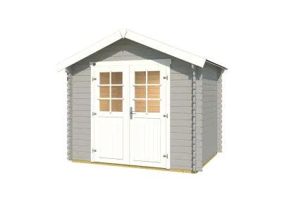 Gartenhaus Blockbohlenhaus 209 Gr. 2 28 mm hellgrau Produktbild #2