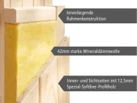 Sauna Systemsauna Saja mit Dachkranz, Klarglas Ganzglastür Produktbild #5
