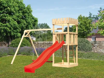 Spielturm Ritterburg Löwenherz SET naturbelassen Produktbild #1