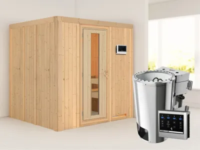 Sauna Systemsauna Daria Energiespartür + Plug & Play Bio-Ofen mit externer Steuerung Produktbild #1