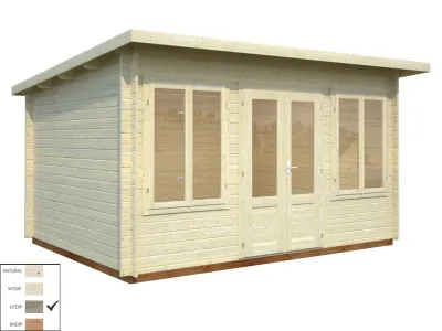 Gartenhaus Blockbohlenhaus Lisa 11,5 m² 34 mm grau tauchimprägniert Produktbild #4