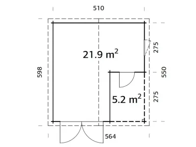 Garage Roger 21,9+5,2 m² mit Holztor 44 mm grau tauchimprägniert Produktbild #3