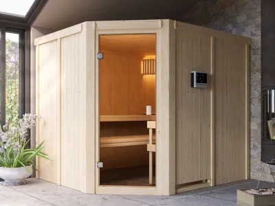 Elementsauna 68 mm Celine 5 SPARSET inkl. 9 kW Saunaofen und ext. Steuerung Produktbild #1