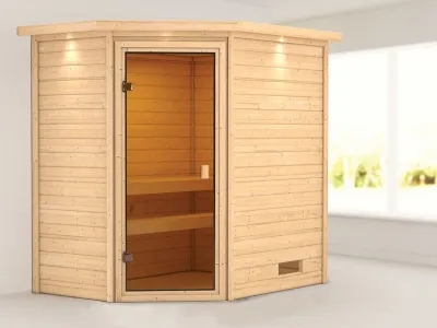 Sauna Jella mit bronzierter Glastür und Dachkranz Produktbild #1