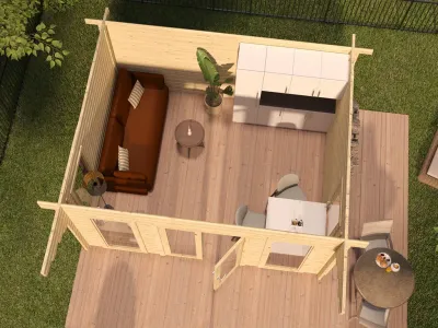 Gartenhaus Blockbohlenhaus Rosie 44 mm naturbelassen Produktbild #3