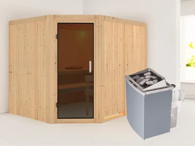 Systemsauna Malin graphit Ganzglastür, inkl. 9 kW Saunaofen integr. Steuerung Produktbild #1