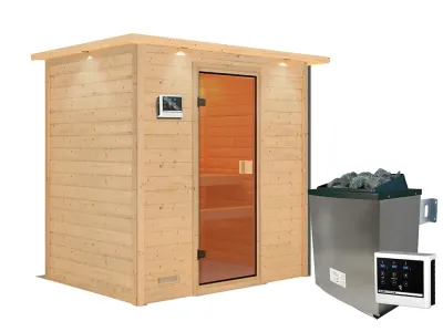 Sauna Massivholzsauna Selena mit Dachkranz, inkl. 9 kW Ofen mit externer Steuerung Produktbild #10