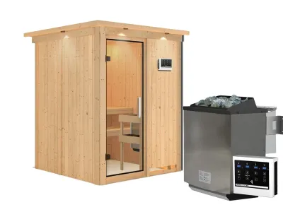 Sauna Systemsauna Norin mit Dachkranz, inkl. 9 kW Bio-Ofen mit externer Steuerung Produktbild #11