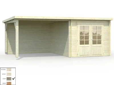 Gartenhaus Blockbohlenhaus Ella 6,9+8,2 m² 28 mm grau tauchimprägniert Produktbild #6