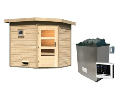 Saunahaus Mikka mit Klarglastür, inkl. 9 kW Saunaofen mit externer Steuerung Produktbild #5