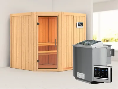 Sauna Systemsauna Jarin Klarglas Ganzglastür + 9 kW Bio-Kombiofen mit ext. Strg Produktbild #1