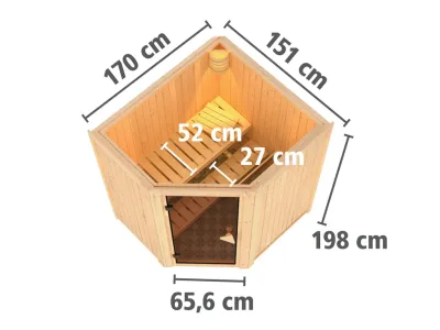 Systemsauna Taurin graphit Ganzglastür Produktbild #6