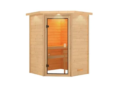 Sauna Antonia mit bronzierter Glastür und Dachkranz Produktbild #2
