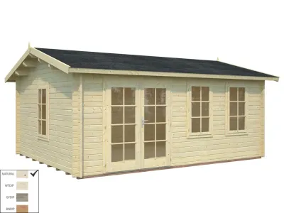 Gartenhaus Blockbohlenhaus Iris 19,1 m² 44 mm naturbelassen Produktbild #4