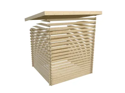 Gartenhaus Blockbohlenhaus SET Bastrup 7 28 mm naturbelassen, inkl. 4 m Anbaudach + Rückwand Produktbild #3