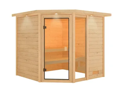 Sauna Tabea mit bronzierter Glastür und Dachkranz Produktbild #4