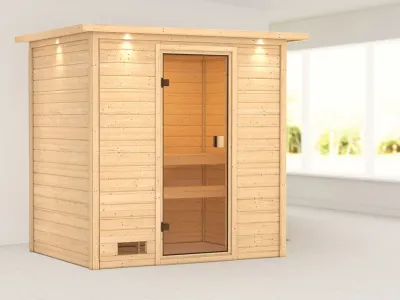 Sauna Selena mit bronzierter Glastür und Dachkranz Produktbild #1