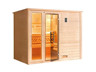 Sauna Massivholzsauna Bergen 3 mit graphit Glastür & Fenster Produktbild #2