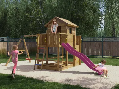 Stelzenhaus Mars kesseldruckimprägniert inkl. Rutsche pink Produktbild #1