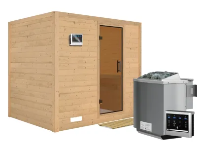 Massivholzsauna Sonara graphit Ganzglastür, inkl. 9 kW Bio-Kombiofen ext. Steuerung Produktbild #5