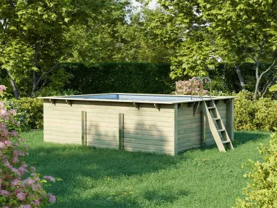 Holzpool Rechteck Pool 2 44 mm SPARSET Terrasse Front und Zubehöre Produktbild #1
