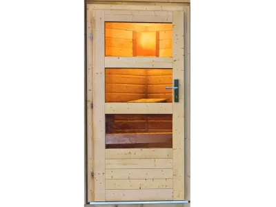 Saunahaus Skrollan 1 mit Klarglastür, inkl. 9 kW Bio-Ofen mit externer Steuerung Produktbild #3