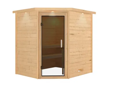 Sauna Massivholzsauna Mia mit Dachkranz, graphit Ganzglastür Produktbild #6