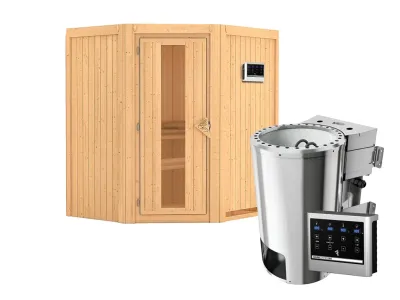 Sauna Systemsauna Tonja Energiespartür + Plug & Play Bio-Ofen mit externer Steuerung Produktbild #3