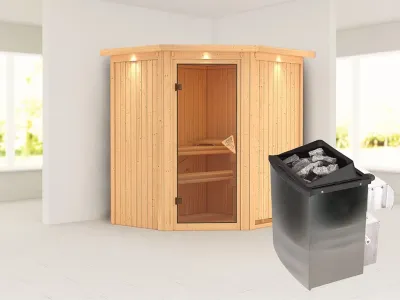 Sauna Systemsauna Taurin mit Dachkranz, inkl. 9 kW Ofen mit integrierter Steuerung Produktbild #1