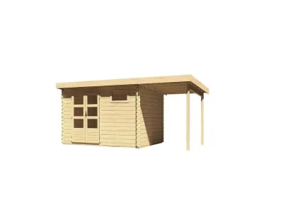 Gartenhaus Blockbohenhaus SET Bastrup 8 28 mm naturbelassen, inkl. 2,0 m Anbaudach Produktbild #4
