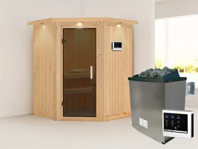 Sauna Systemsauna Larin mit Dachkranz, inkl. 9 kW Ofen mit externer Steuerung Produktbild #1