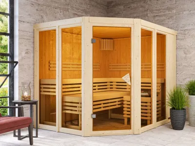 Sauna Ainur mit bronzierter Glastür Produktbild #1