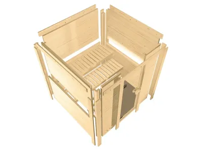 Massivholzsauna Sonara Holztür mit Isolierglas Produktbild #5
