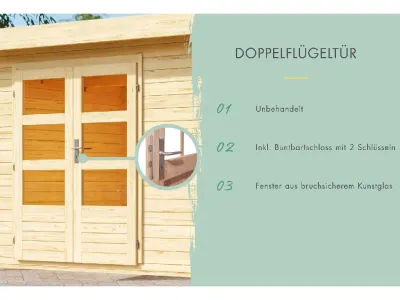 Gartenhaus Wacken 5 28 mm naturbelassen inkl. 2,4 m Anbau Produktbild #3