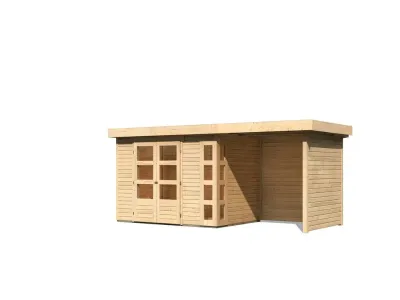 Gartenhaus SET Kerko 4 19 mm naturbelassen, inkl. 2,4 m Anbaudach + Seiten- und Rückwand Produktbild #5