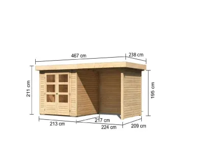 Gartenhaus SET Askola 2 19 mm naturbelassen, inkl. 2,4 m Anbaudach + Seiten- und Rückwand Produktbild #9