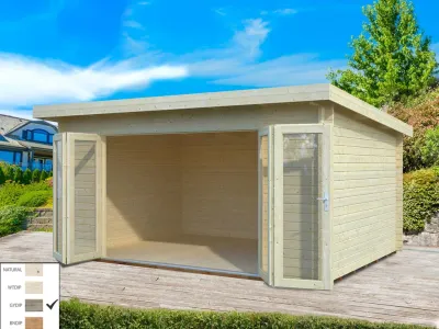 Gartenhaus Blockbohlenhaus Lea 14,2 m² 44 mm grau tauchimprägniert Produktbild #2