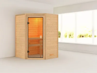 Massivholzsauna 38 mm Stefanie inkl. 6,8 kW Saunaofen Glow und ext. Steuerung Produktbild #5