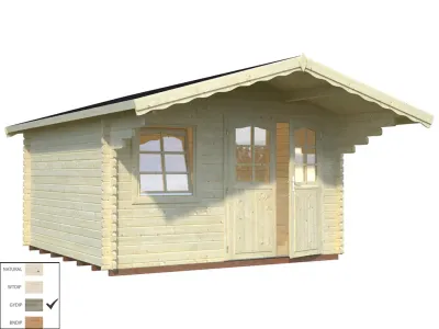 Gartenhaus Blockbohlenhaus Sally 12,3 m² 44 mm grau tauchimprägniert Produktbild #2