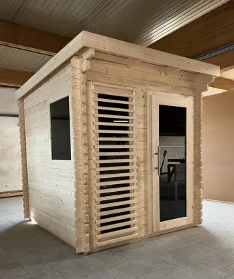 Gartensauna Layla 40 mm mit Graphit Glastür und zwei Fenstern Produktbild #10