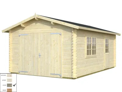 Garage Roger 23,9 m² mit Holztor 44 mm grau tauchimprägniert Produktbild #2
