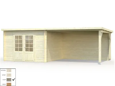 Gartenhaus Blockbohlenhaus Ella 8,7+10,0 m² 28 mm grau tauchimprägniert Produktbild #7
